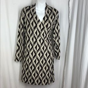 J.Jill XSP XS P Sierra Print Faux Wrap Dress LS